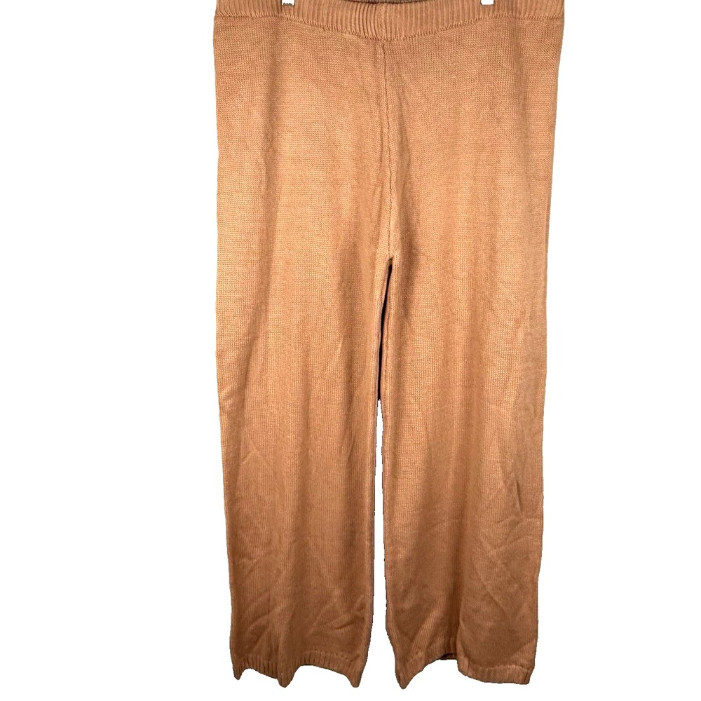 Plus Size Knitted Sweater Pants Wide Leg Casual Lounge Casual Tan Womens 5XL